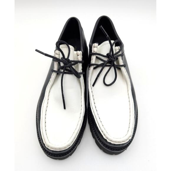 G.H.BASS Wallace Two-Eyed Moc Toe Loafer Shoes White/Black Size US9.5M EU40 - Picture 3 of 13